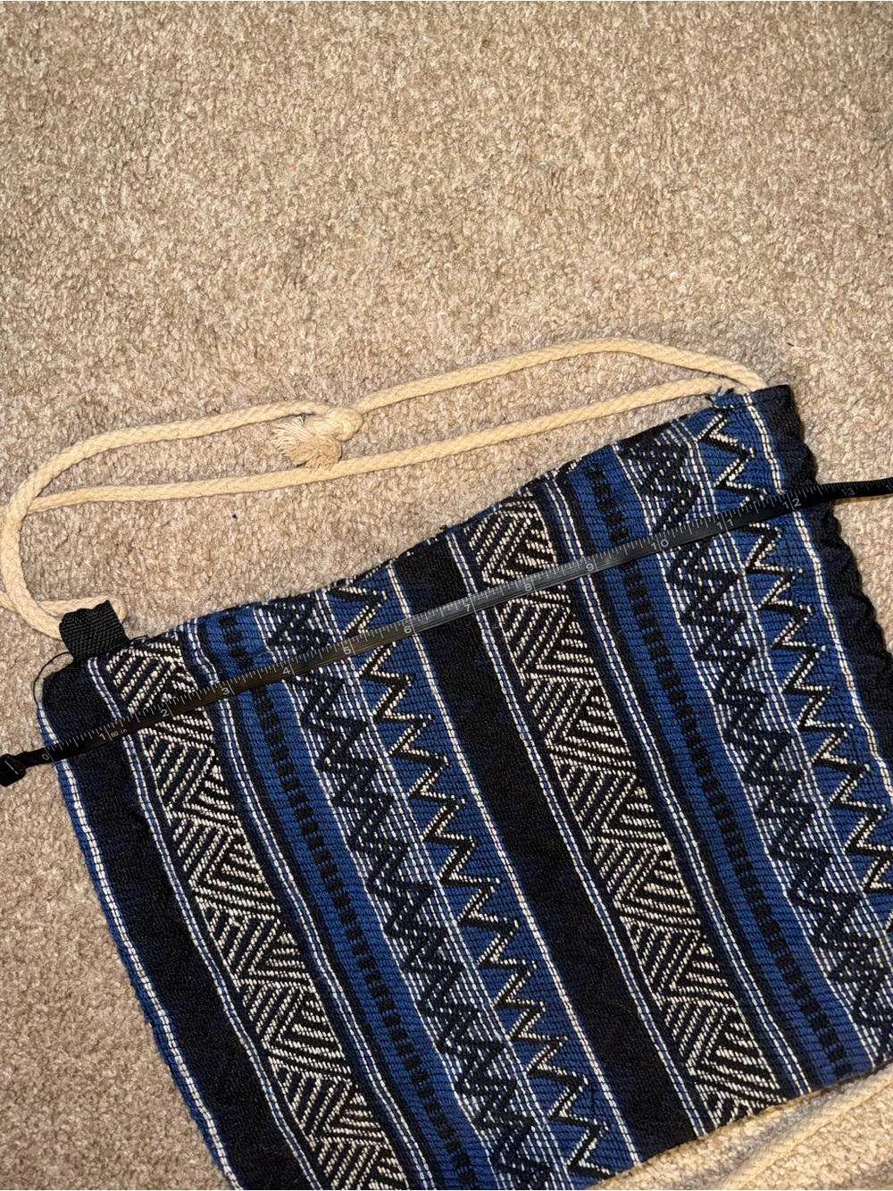 Blue Patterned Drawstring Backpack - Picture 3 of 3